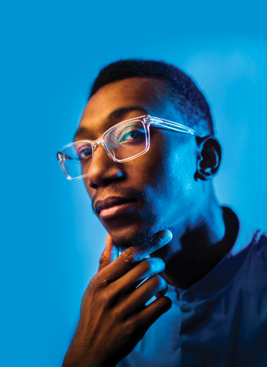 Student Portrait on Blue