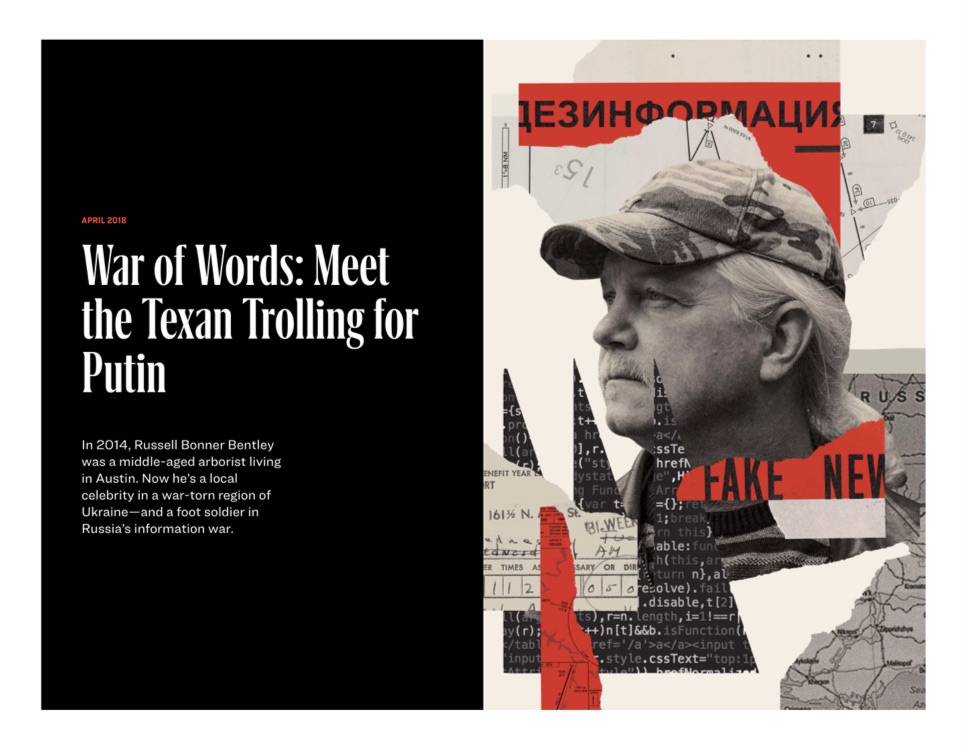 Article Topper: War of Words: Meet the Texan Trolling for Putin