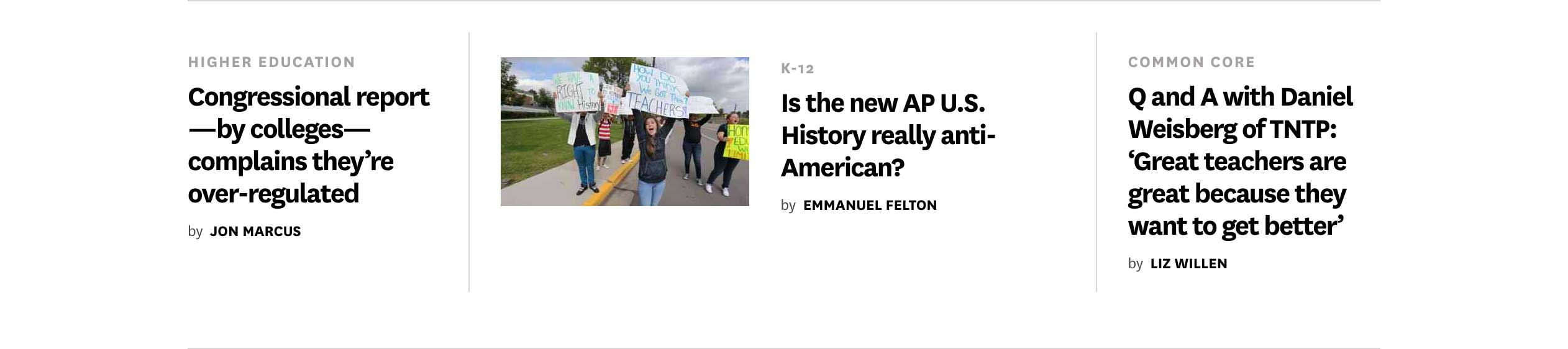 a section of the hechinger report page