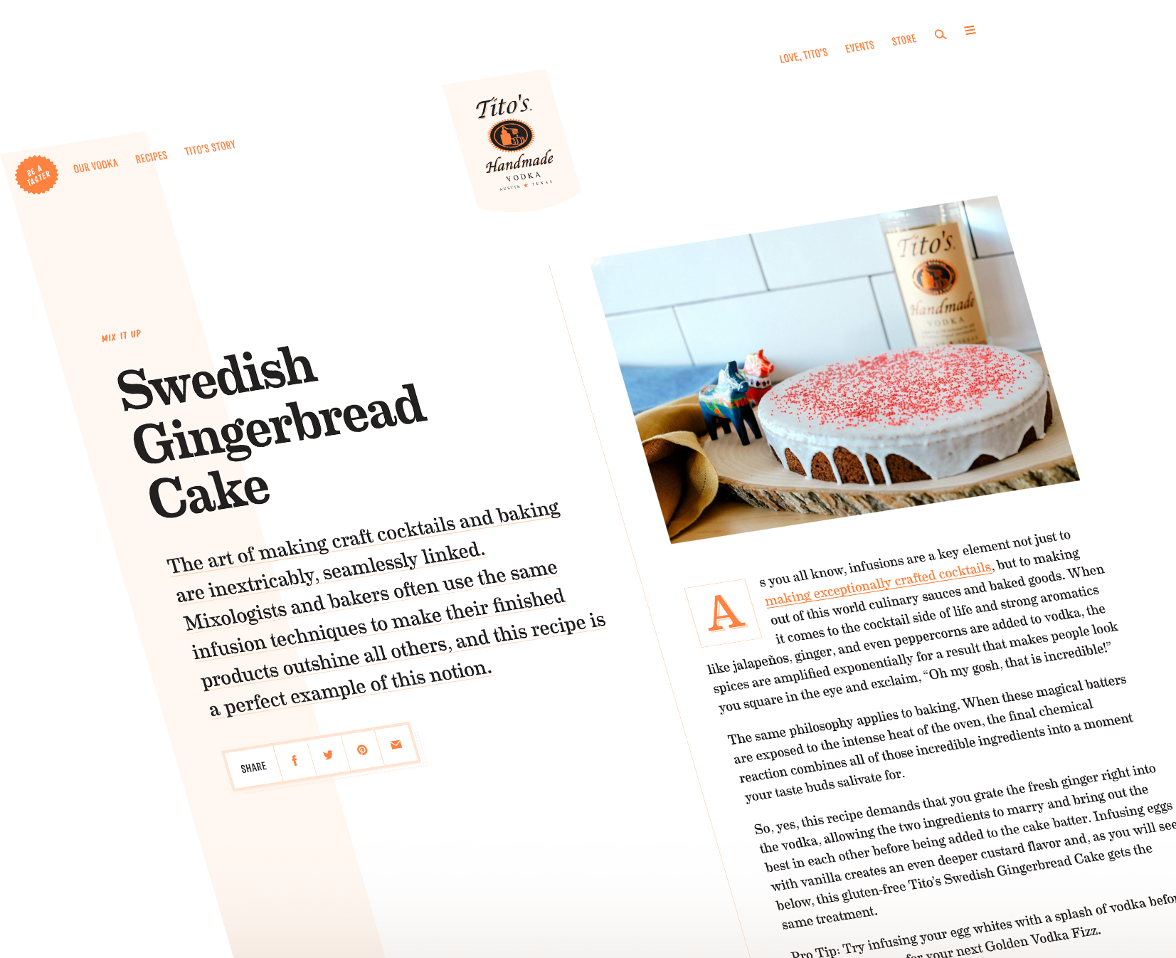 Screenshot of Tito's website