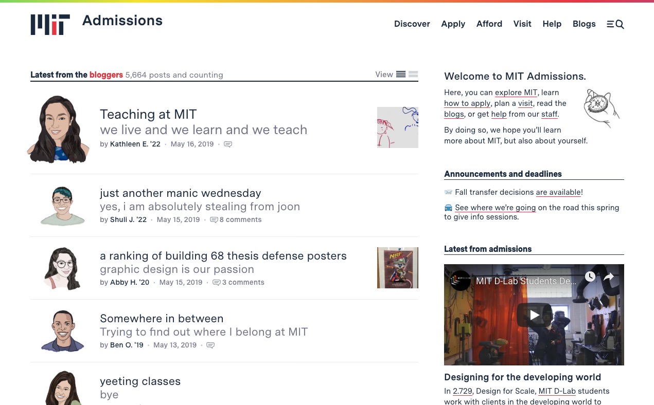 MIT Admissions screenshot